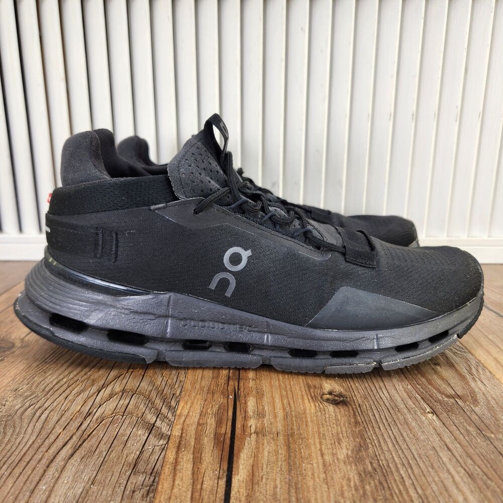 On Cloudnova 2 Running Shoes Mens Sz 10 Triple Black Athletic Comfort Sneakers